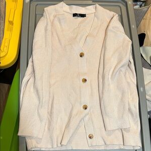Women's Cream Button-Up Sweater